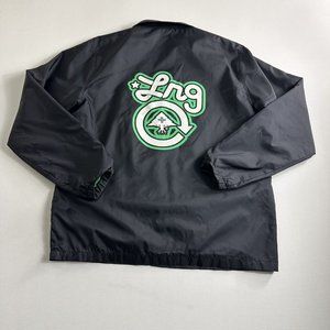 LRG Jacket Lifted Research Group Men Medium Snap Button Windbreaker Casual Black